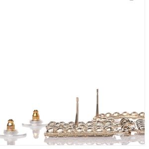 Crystal Cha-Nel Logo Drop Earrings